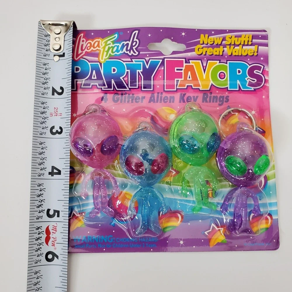 Vintage Lisa Frank Glitter Alien Key Rings New Old Stock Unopened Party Favors